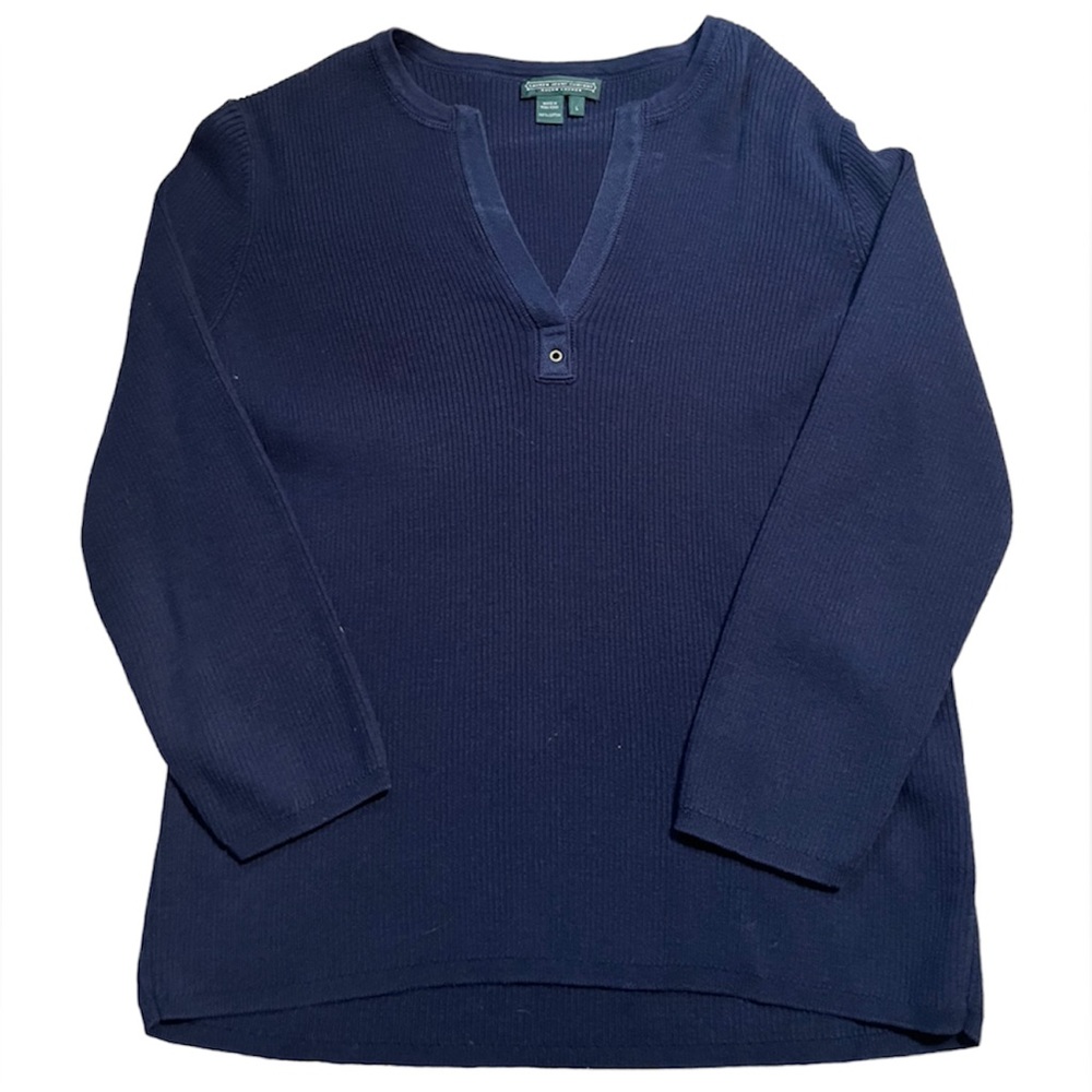 Blue Long Sleeve V Cut